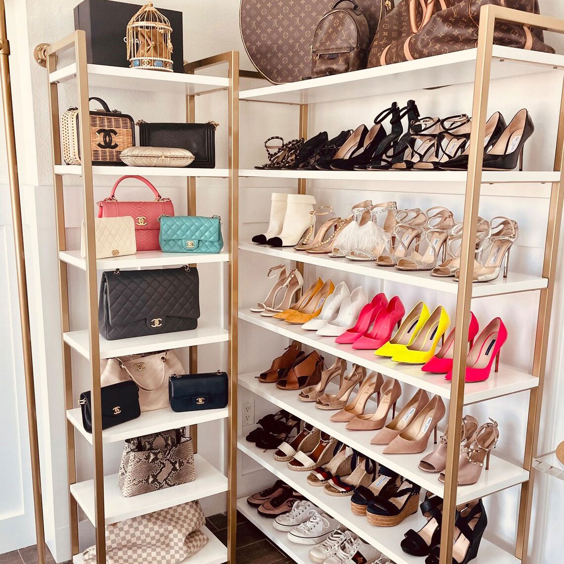Gold Metal Wall Shoe Rack Shelf