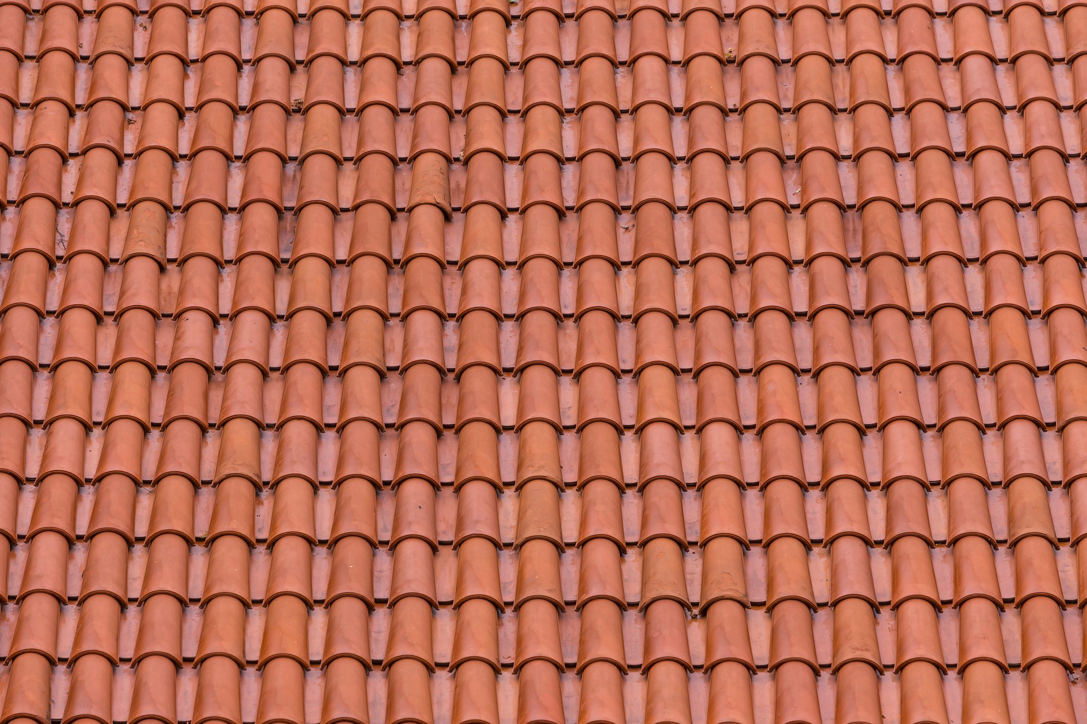 Closeup of the red clay roof tiles as a background