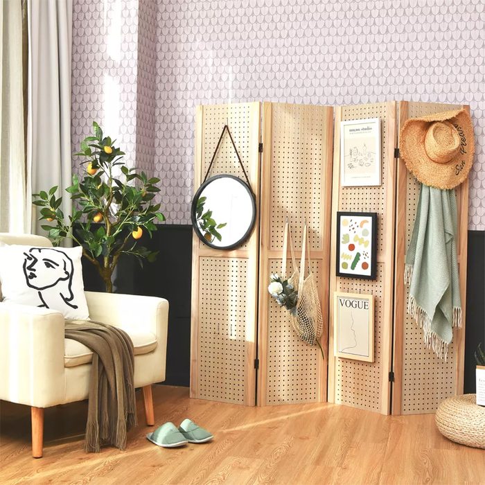 Pegboard room divider