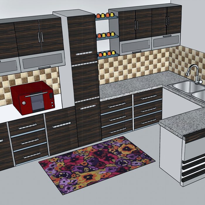 Flowers Rug In Kitchen