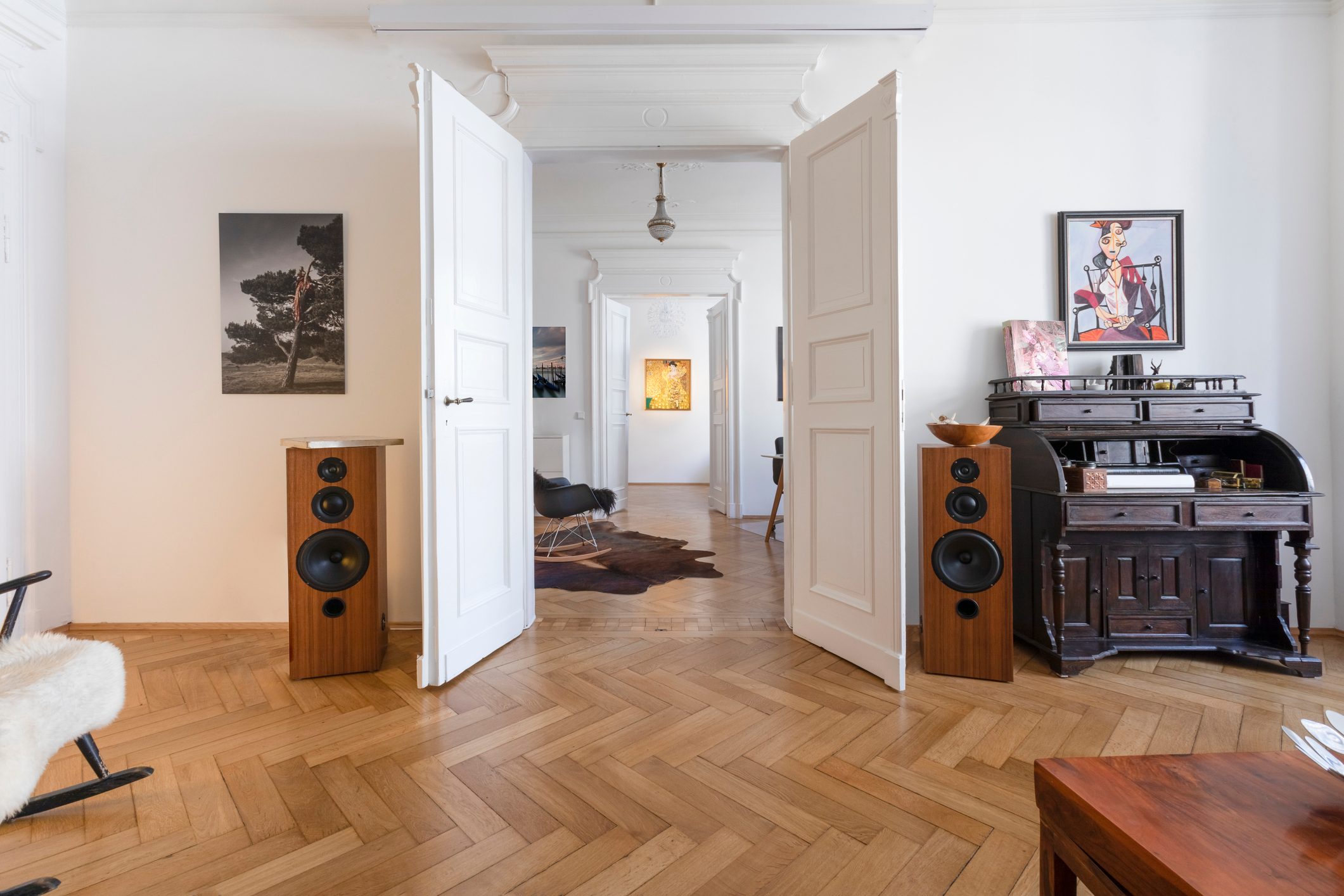 Interior of living room in old building flat