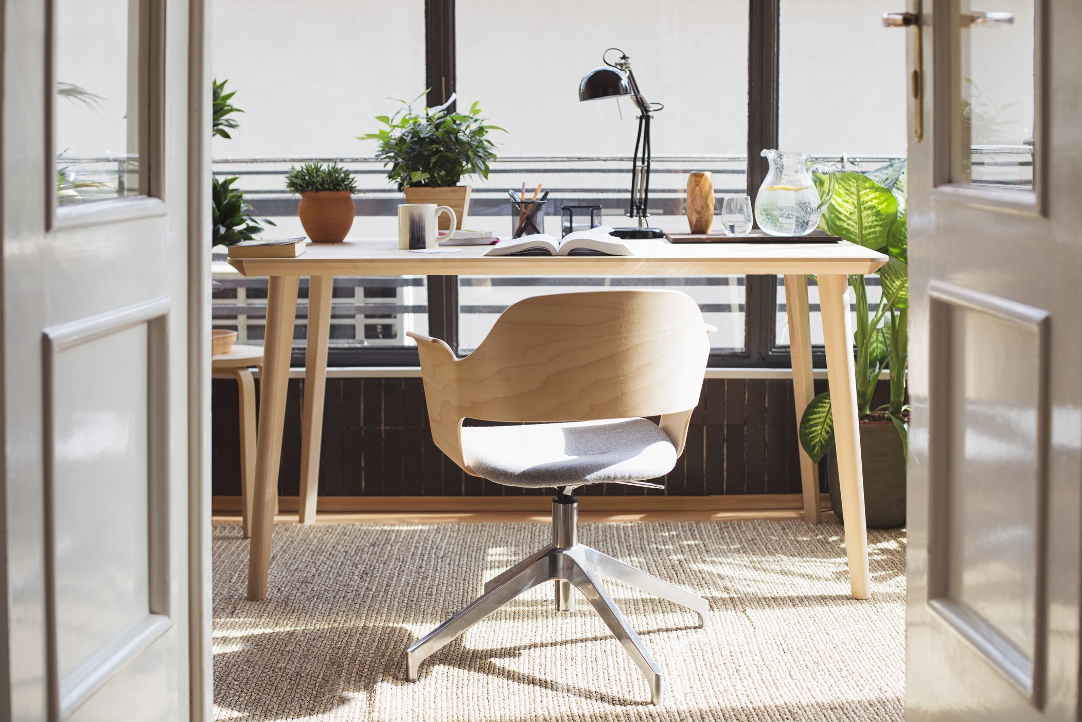 Empty chair in home study