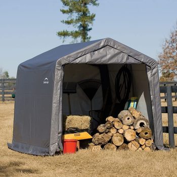 Shelterlogic 10' X 10' Shed In A Box All Season Steel Metal Frame Peak Roof Outdoor Storage Shed With Waterproof Cover Ecomm Amazon.com