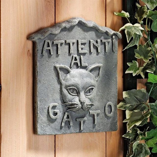 Beware Of Cat Italian Wall Sculptures