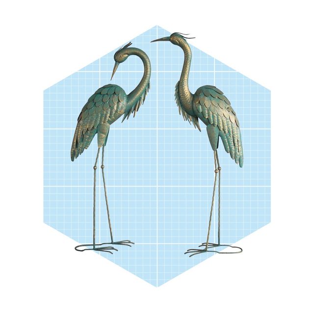 Preening Crane 2 Piece Garden Statue Set