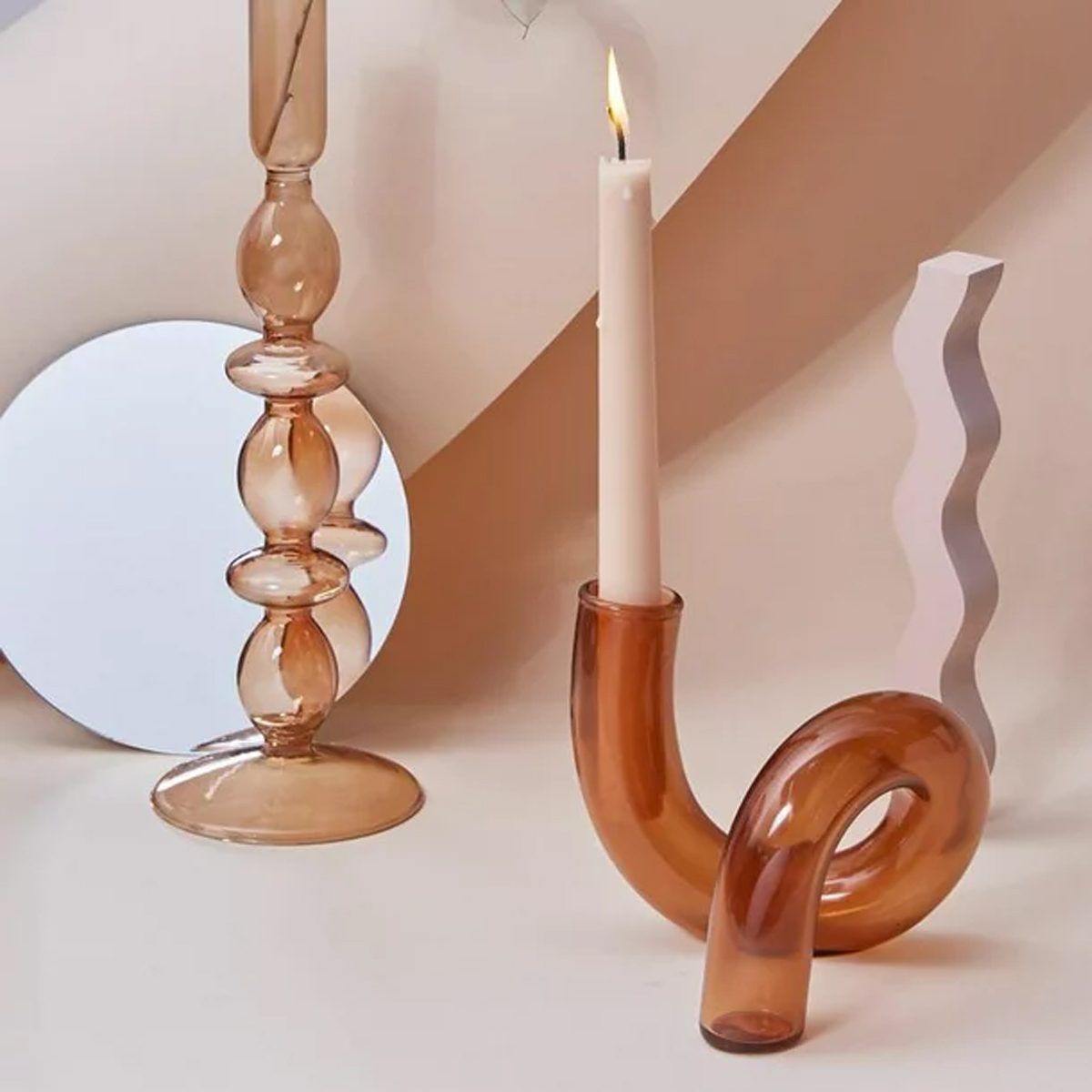 1pack Glass Candle Stick Holders Brown Crystal Taper Candles Holder Table Centerpieces For Buring Candles Ecomm Walmart.com