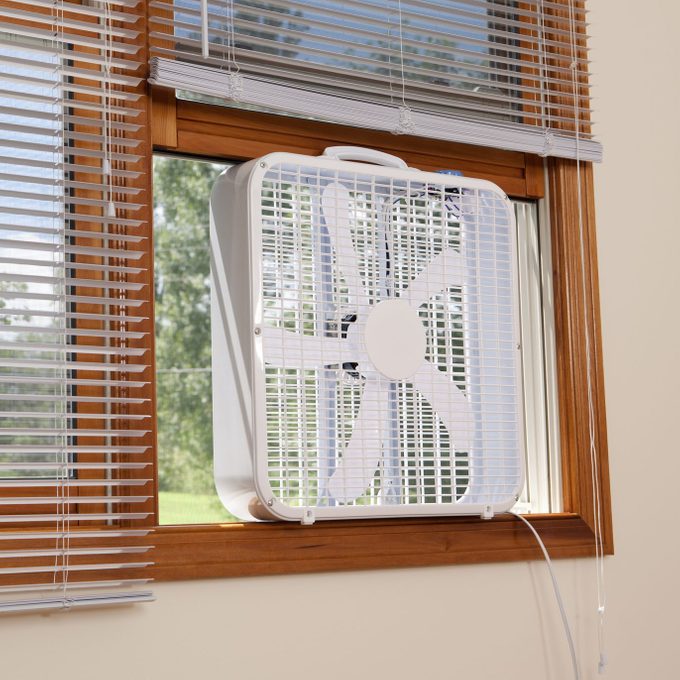 white Box Fan in Window