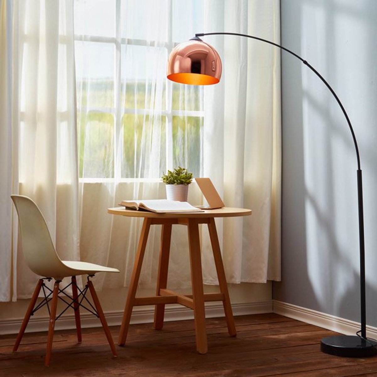 Teamson Home Arquer Arc 66.93 Metal Floor Lamp With Bell Shade Ecomm Walmart.com