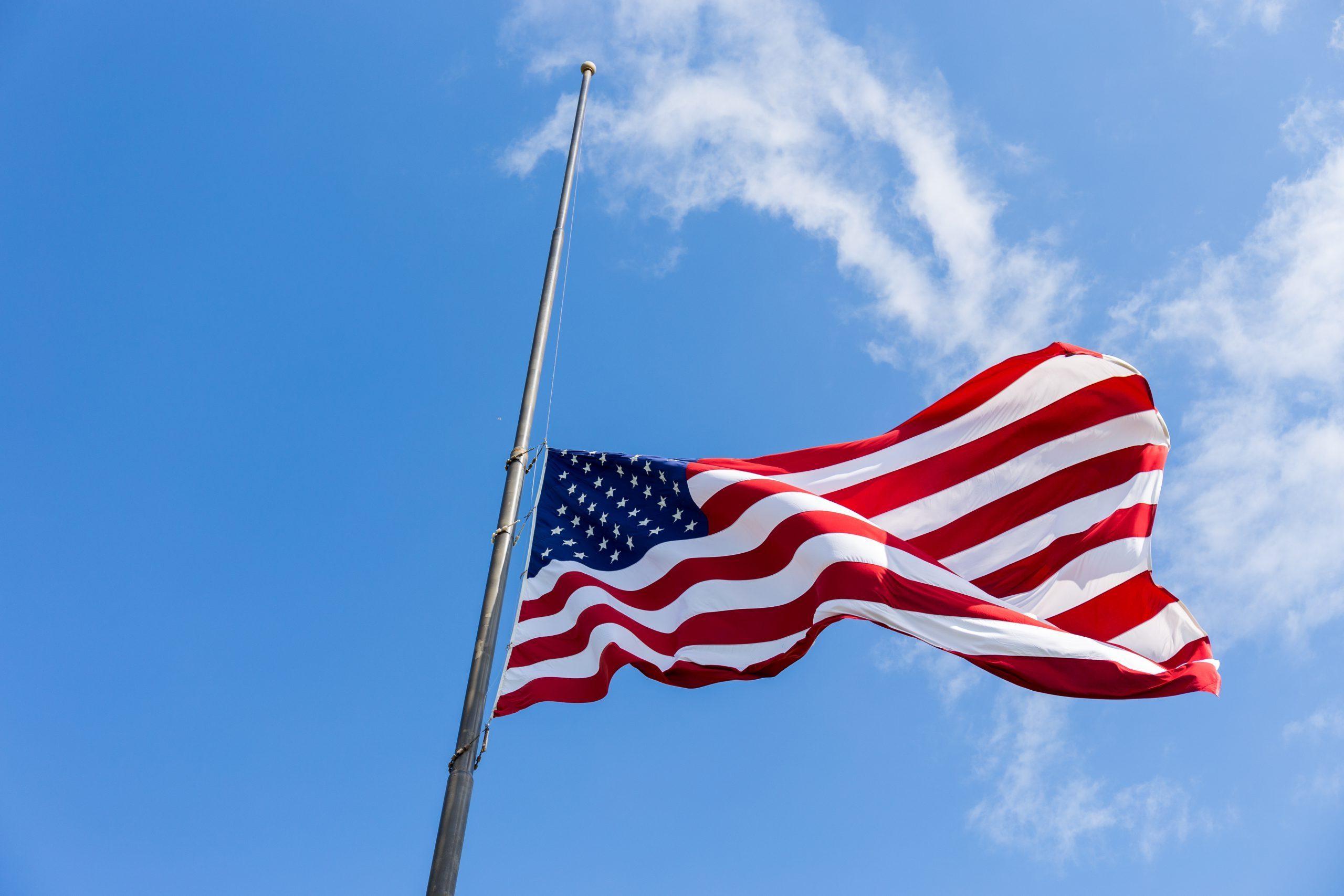 US flag flying half-staff