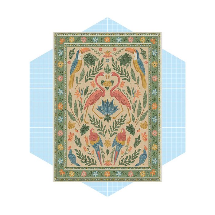 Iris Apfel Birds Of A Feather Green & Peach Rug Ecom Via Ruggable