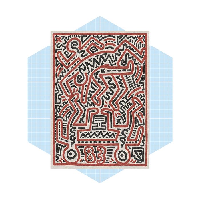 Keith Haring Funny Gallery Ivory & Red Ecomm Via Ruggable