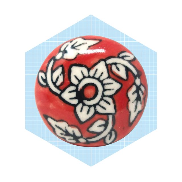 Painted Vintage Flower Ceramic Knob