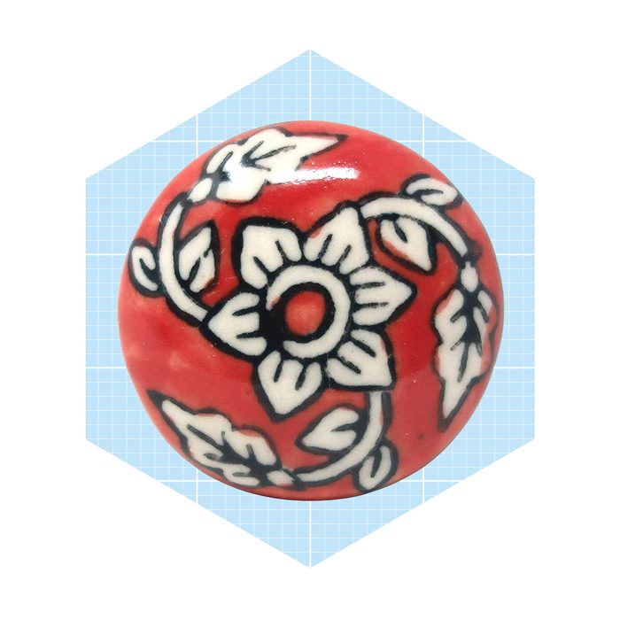 Painted Vintage Flower Ceramic Knob
