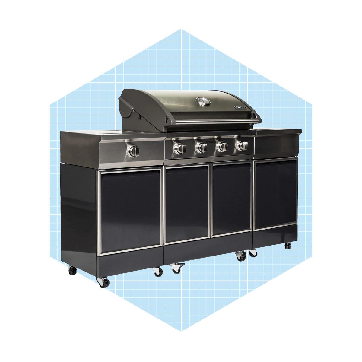 Tytus Charcoal Grey 4 Burner Propane Gas Grill Island With Sear Burner & Ice Bucket Ecomm Bbqguys.com