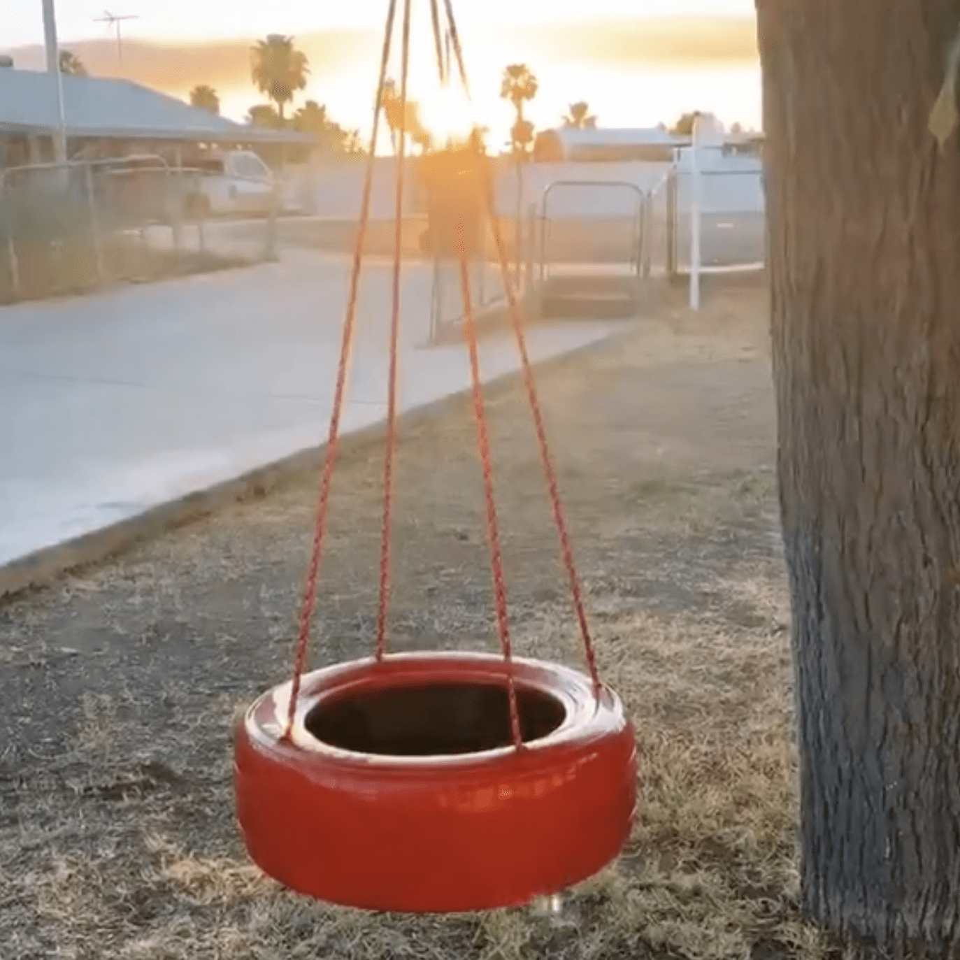 All Red Tire Swing Via Tiktok