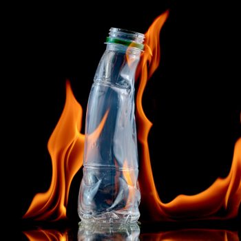 Burning Plastic water bottle On Fire
