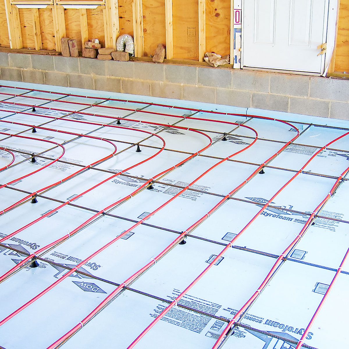 In Floor Heating Pipes Laid on Garage Floor