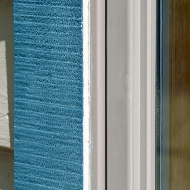 All dried caulk on the window