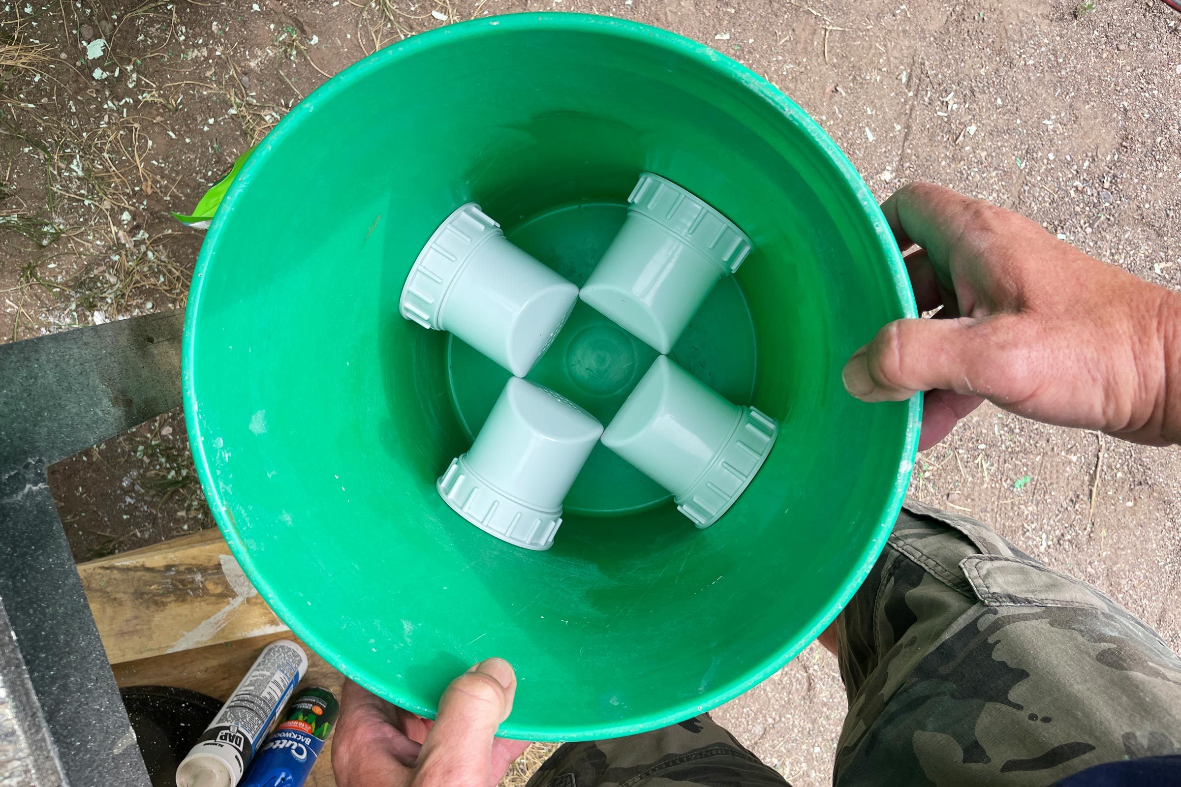 top view of inside the bucket