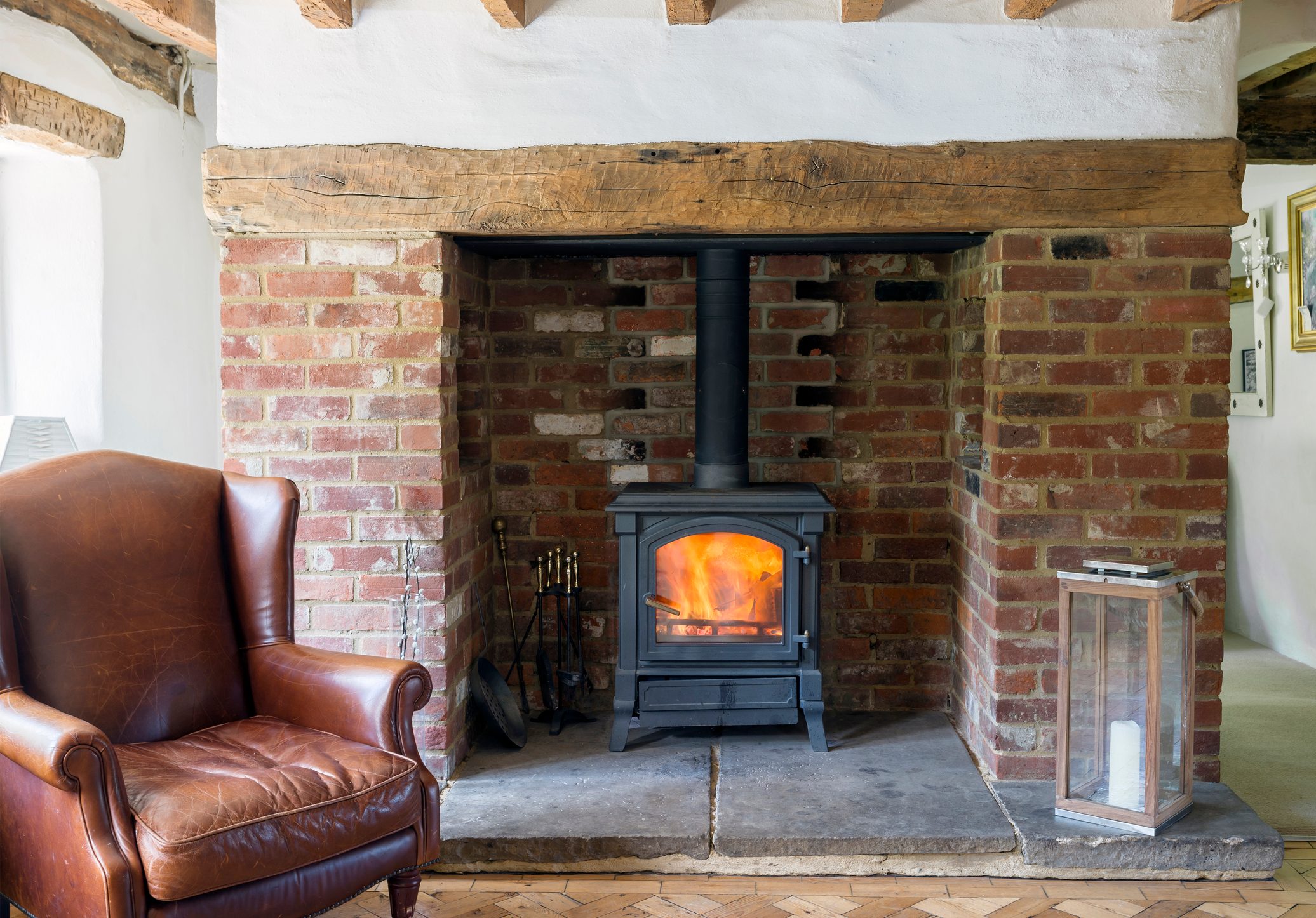 Wood stove in living room