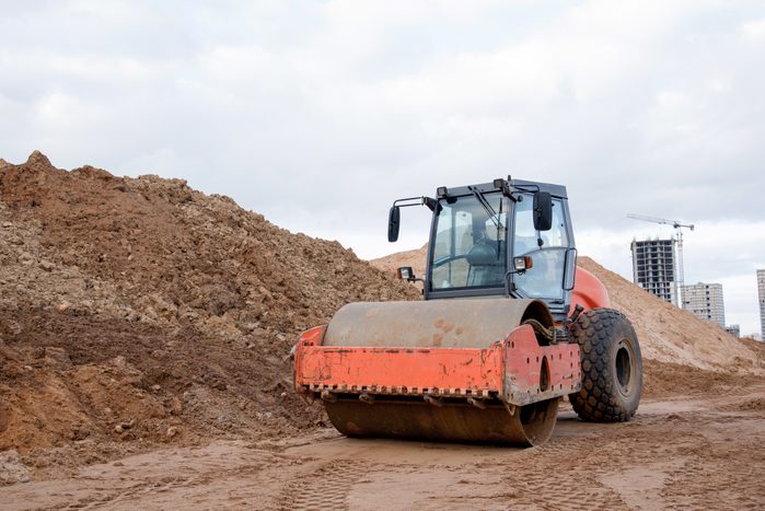 Soil Compactor at construction site