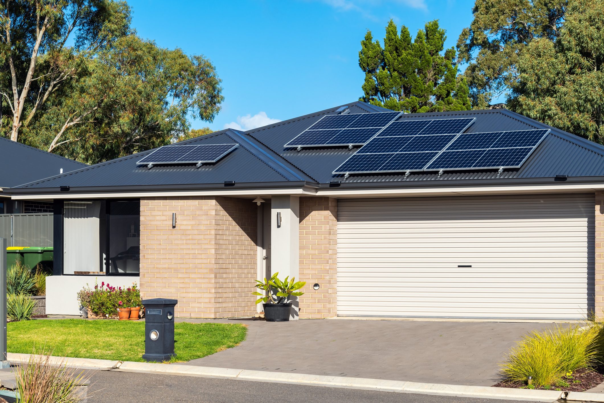 Solar panels on the roof of a house