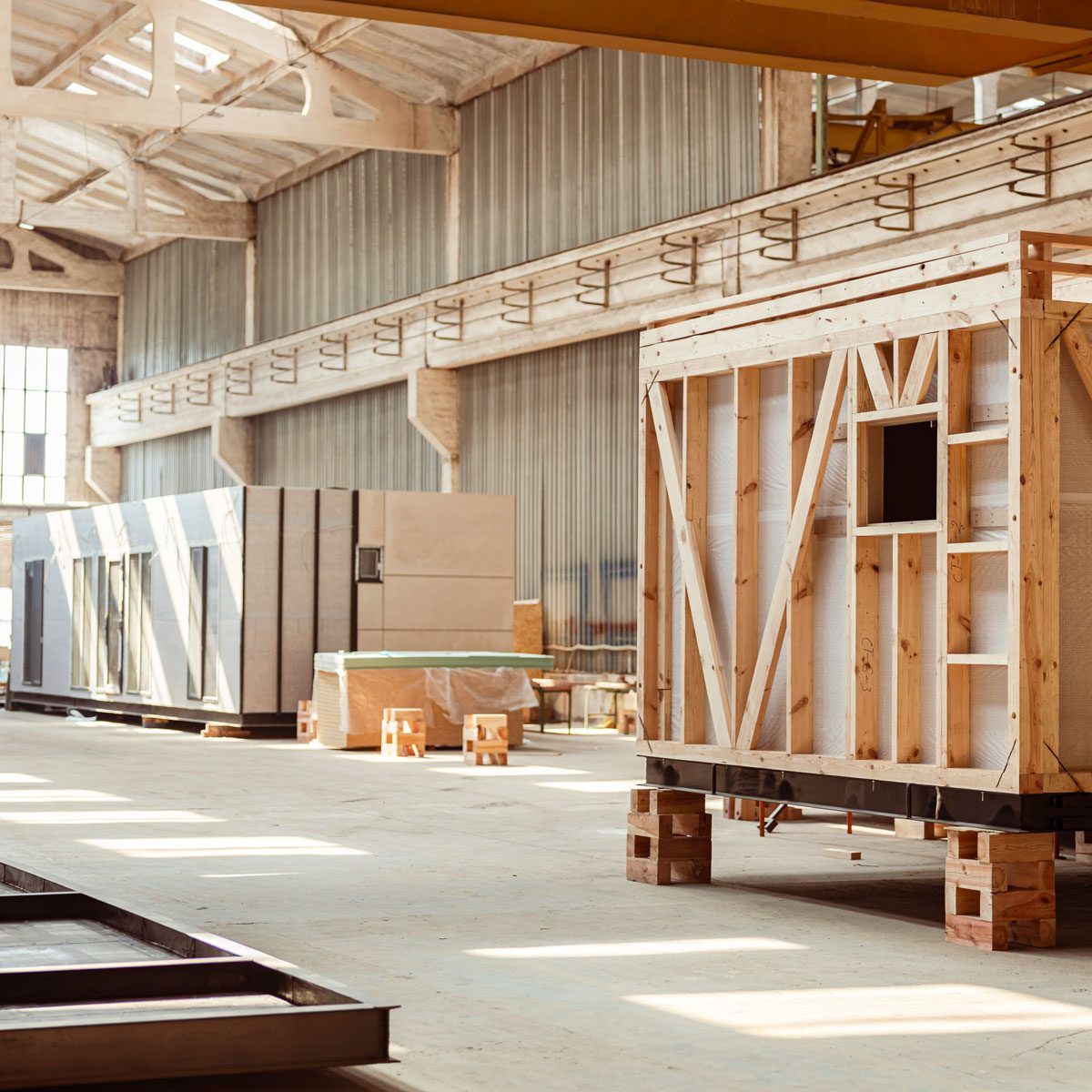 Building Under Construction With Prefabricated Containers And Cabins