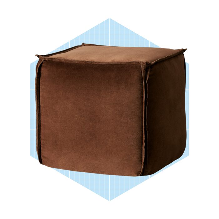 Washed Velvet Square Pouf