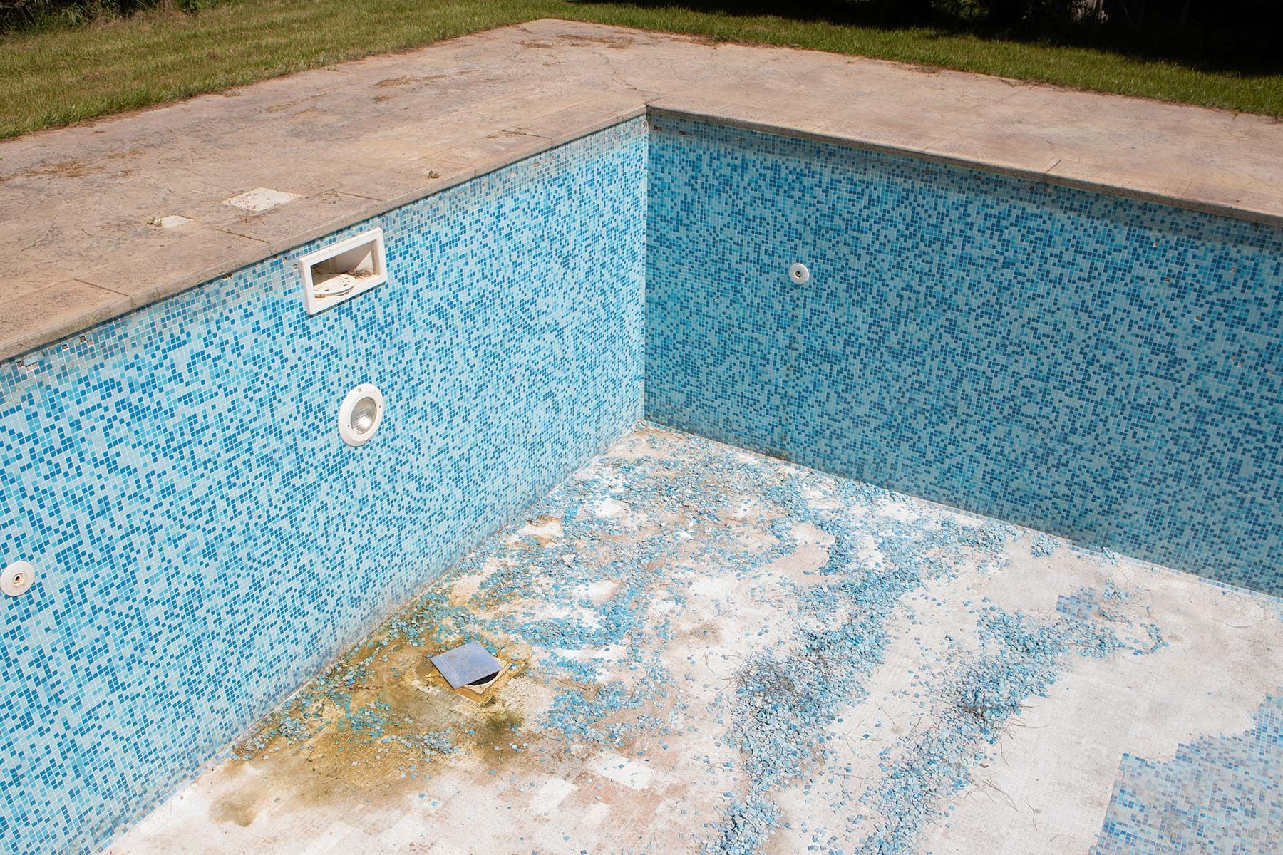 Construction work on an old swimming pool