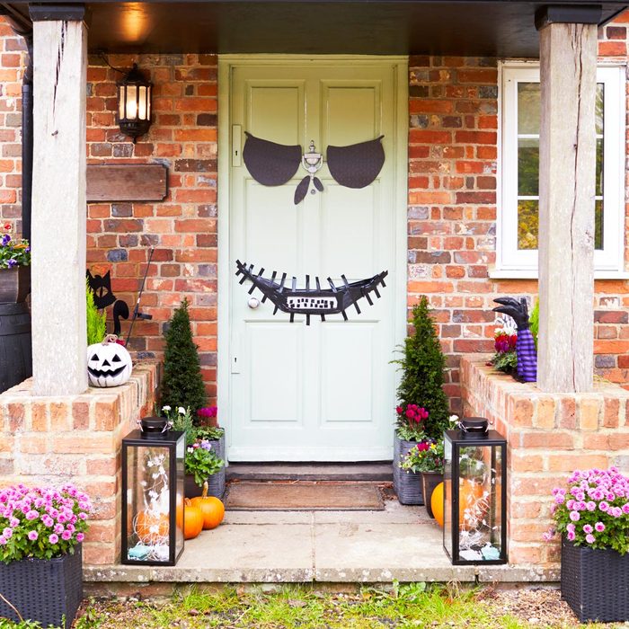 Door Of House Decorated For Halloween Trick Or Treating