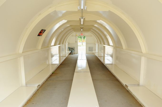 Inside dome shaped weather shelter in an unknown location