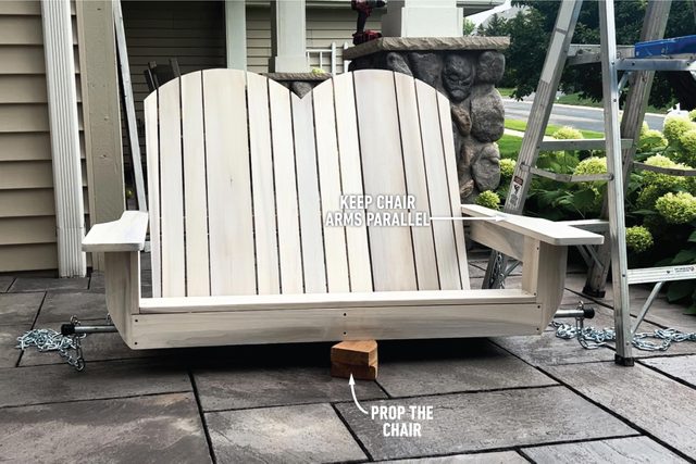 How To Hang A Porch Swing Prop the swing