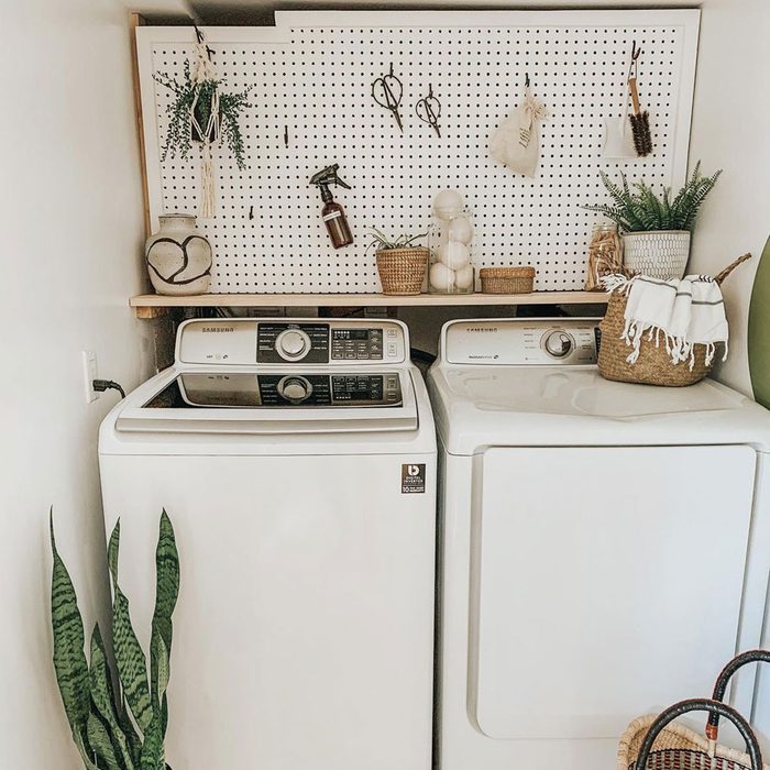 Pegboard above Washing Machines