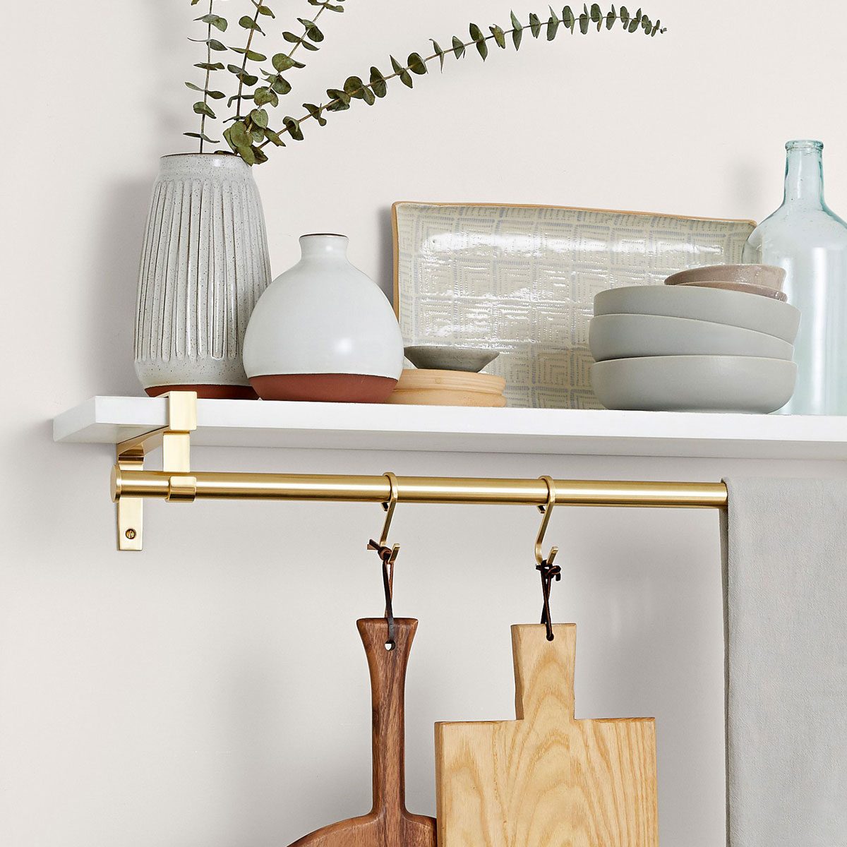 Strap Shelf Brackets Set Of 2 With Shelf & Rod