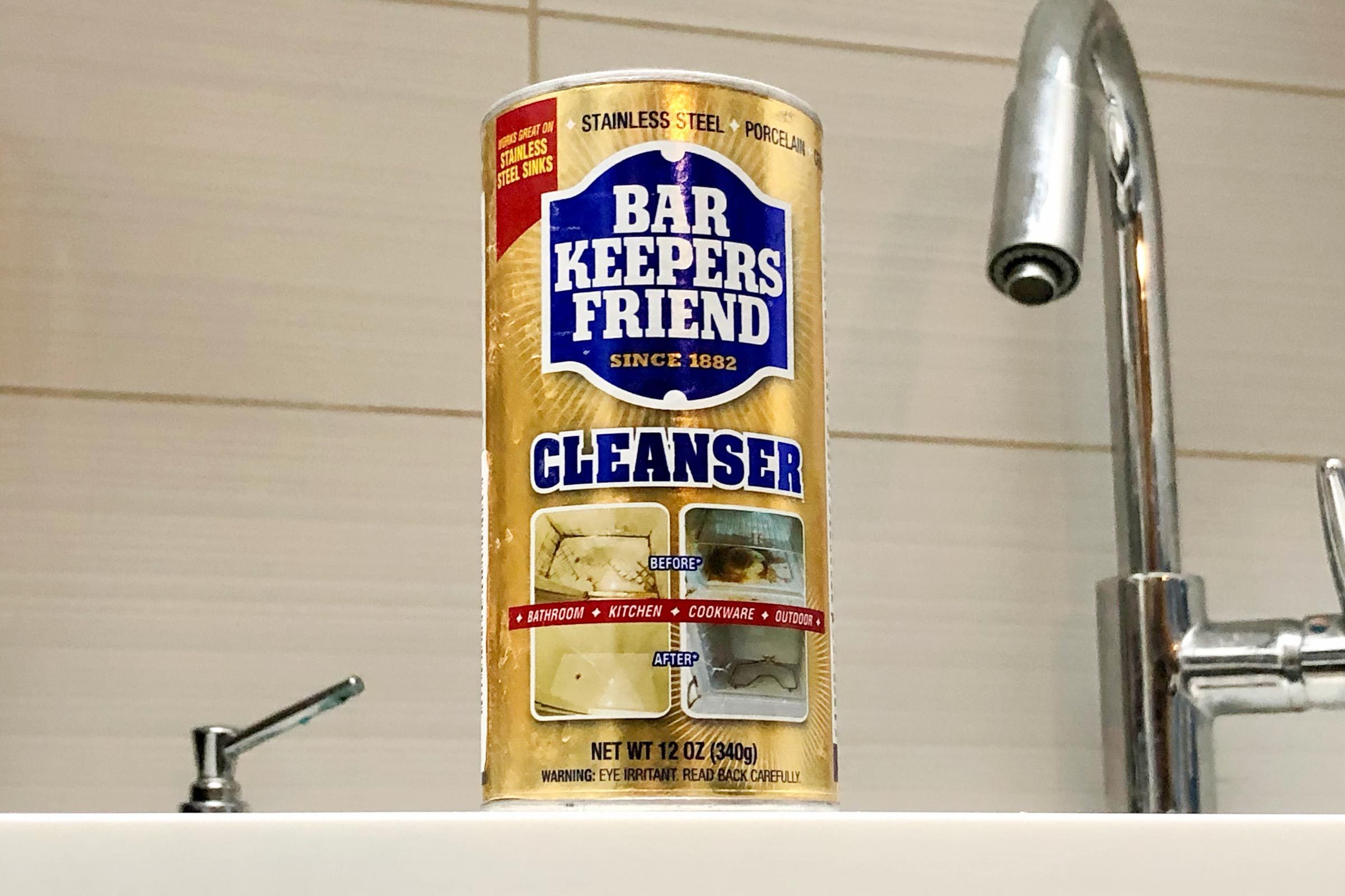 Bar Keepers Friend in bathroom