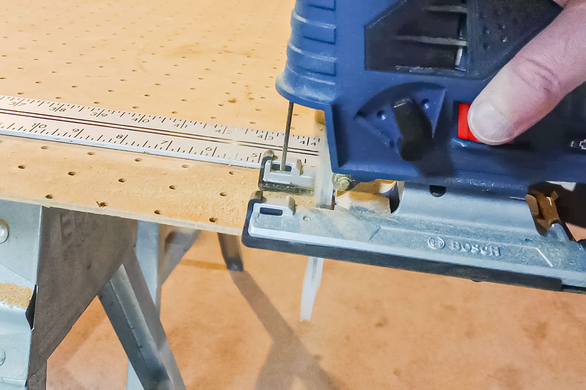 Cutting Pegboard With Jigsaw Machine