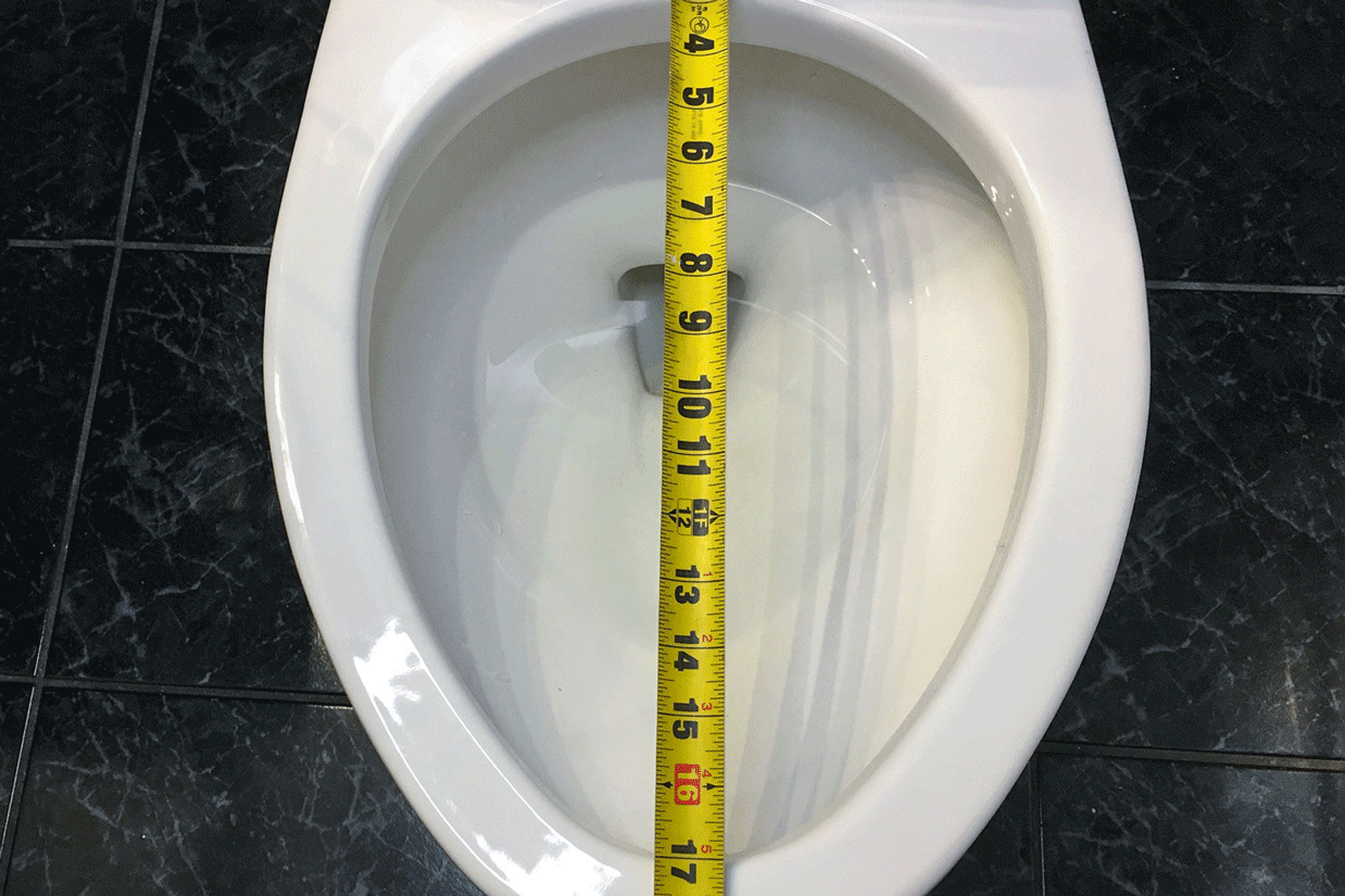 Measuring the toilet length