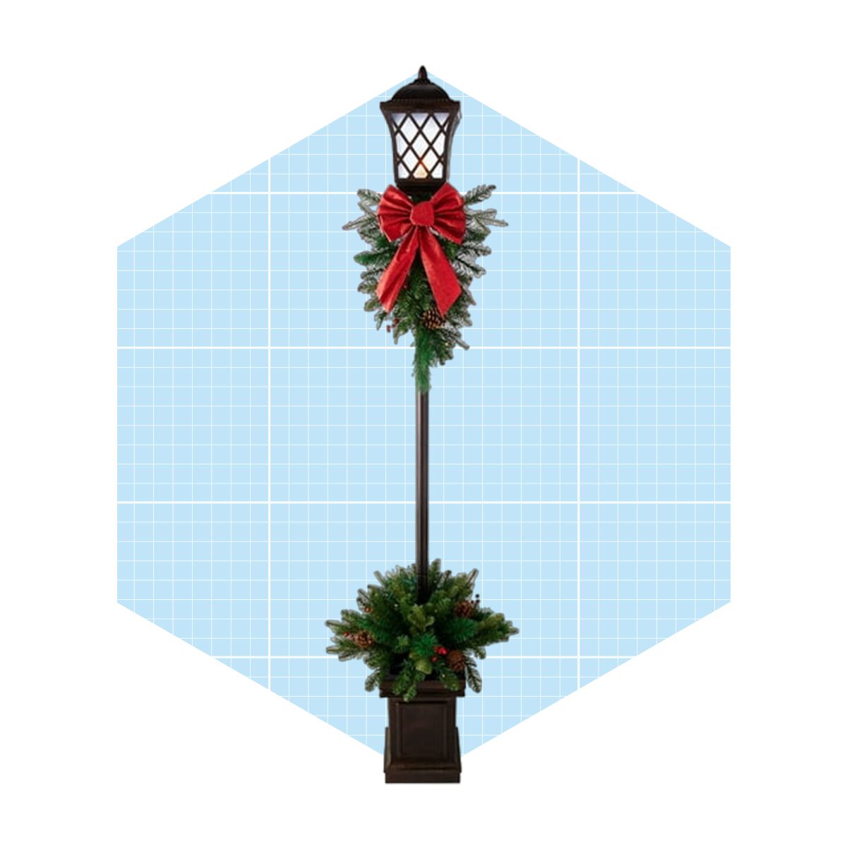 Pre Lit Christmas Lamp Post With Warm White Led Lights