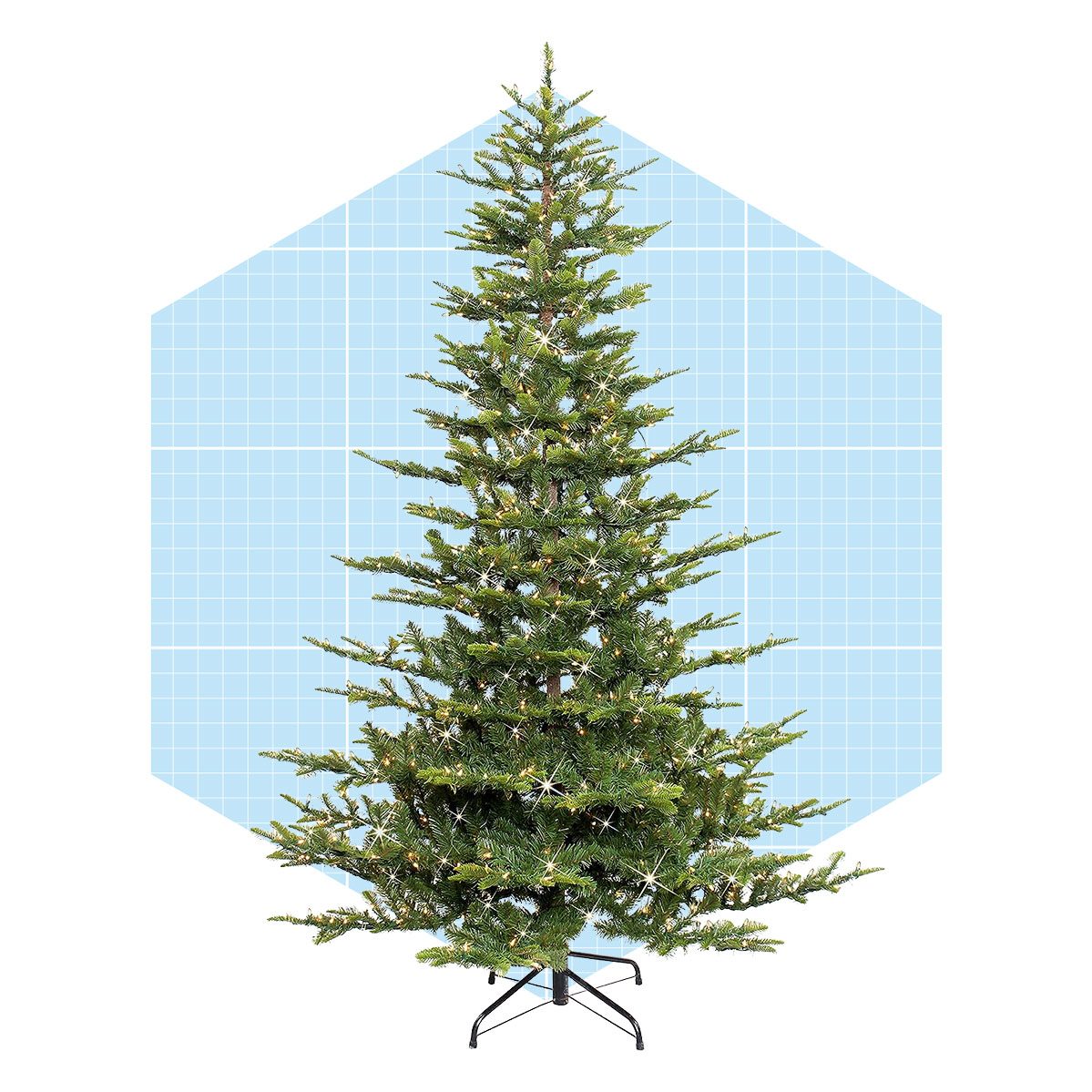 Puleo International 7.5 Foot Pre Lit Aspen Fir Artificial Christmas Tree