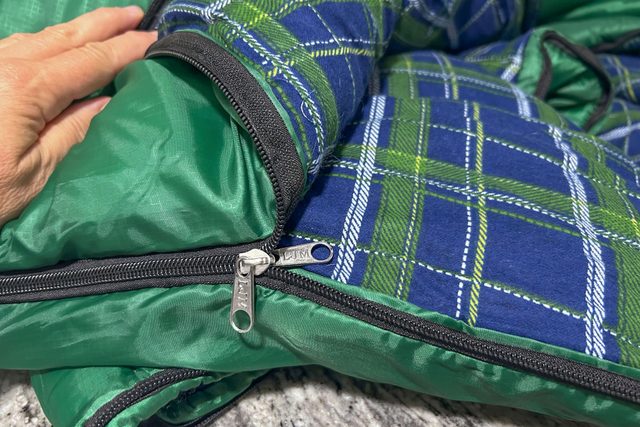 Unzip Sleeping bag to spot treat