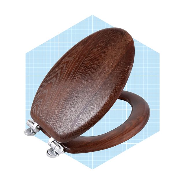 Angel Shield Elongated Wood Toilet Seat