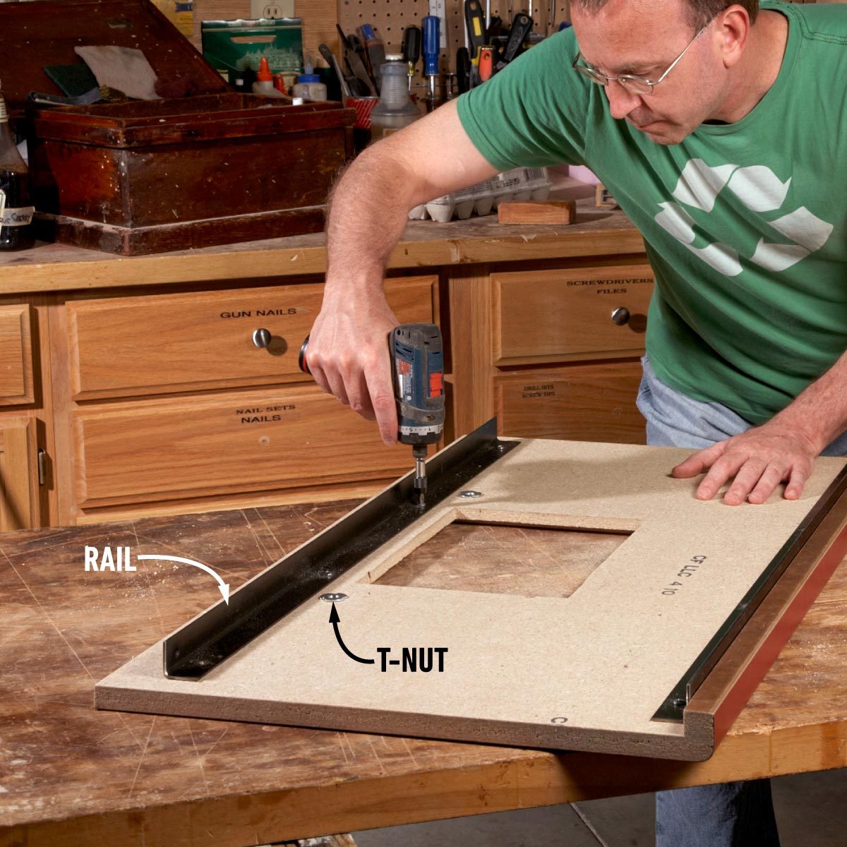 Build A Router Table By Upcycling A Kitchen Countertop Add support and T-nuts