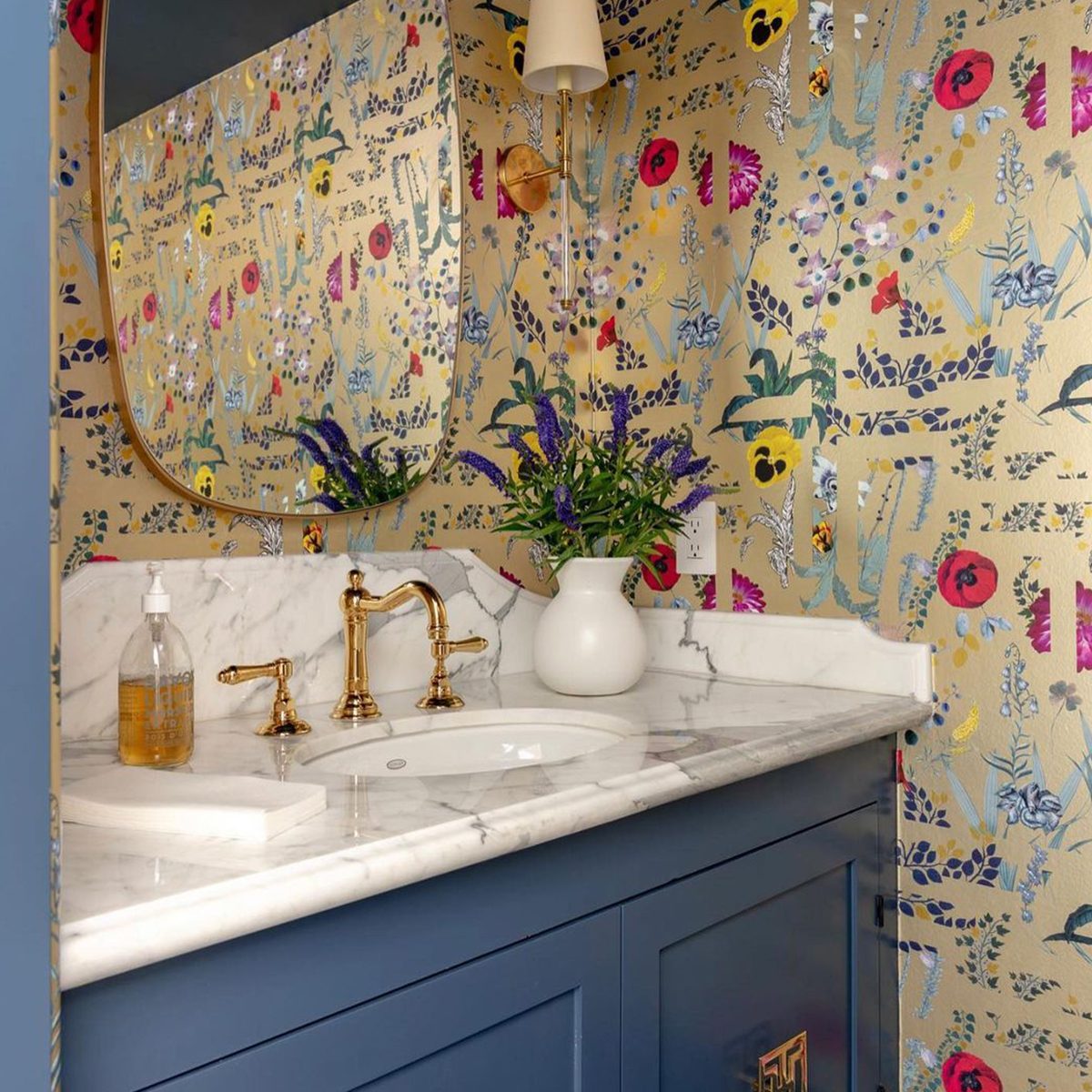 10 Blue Vanity Bathroom Ideas You'll Love Bold Cobalt Courtesy @ashleygoforth Instagram