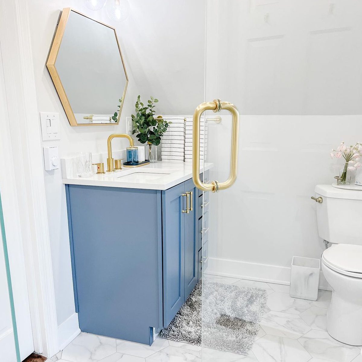 10 Blue Vanity Bathroom Ideas You'll Love Steel Blue Courtesy @getshelfhelp Instagram