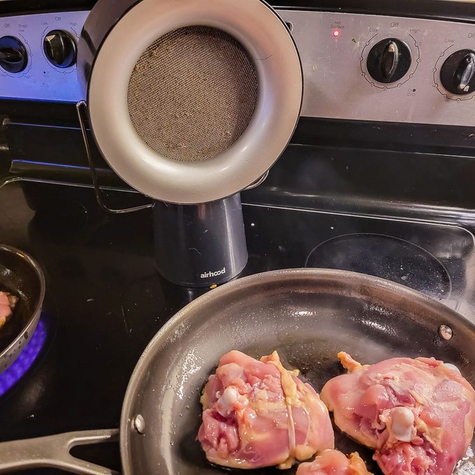 Airhood testing with cooking meat