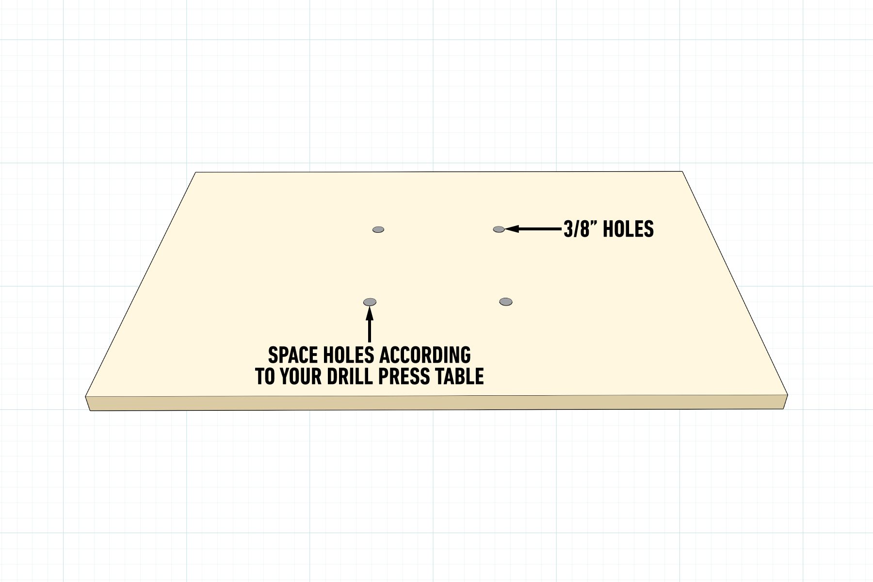 How To Build A Drum Sander Table on light grid background - Prepare the bottom