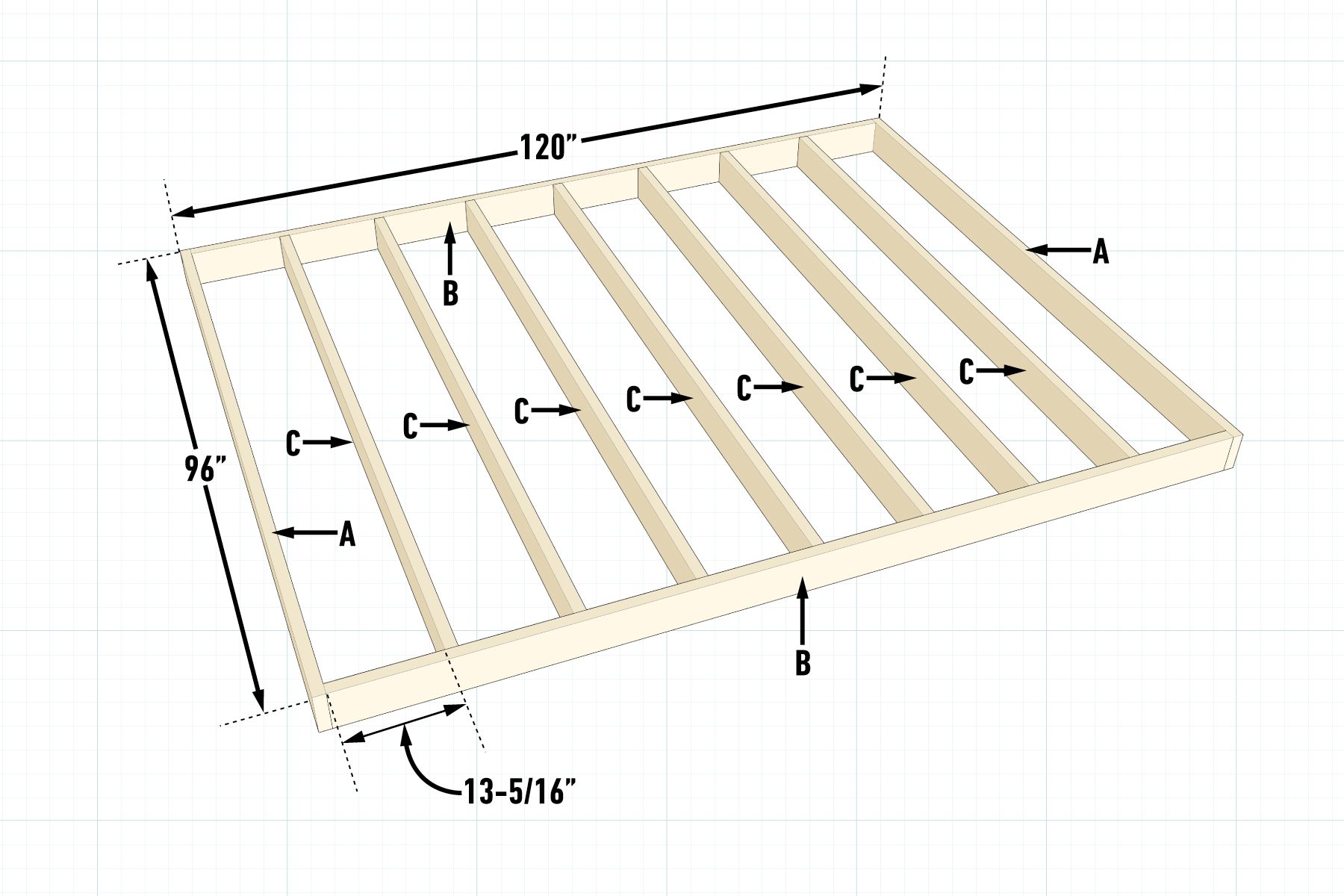 How To Build A Playhouse - Playhouse base diagram with markings on grid