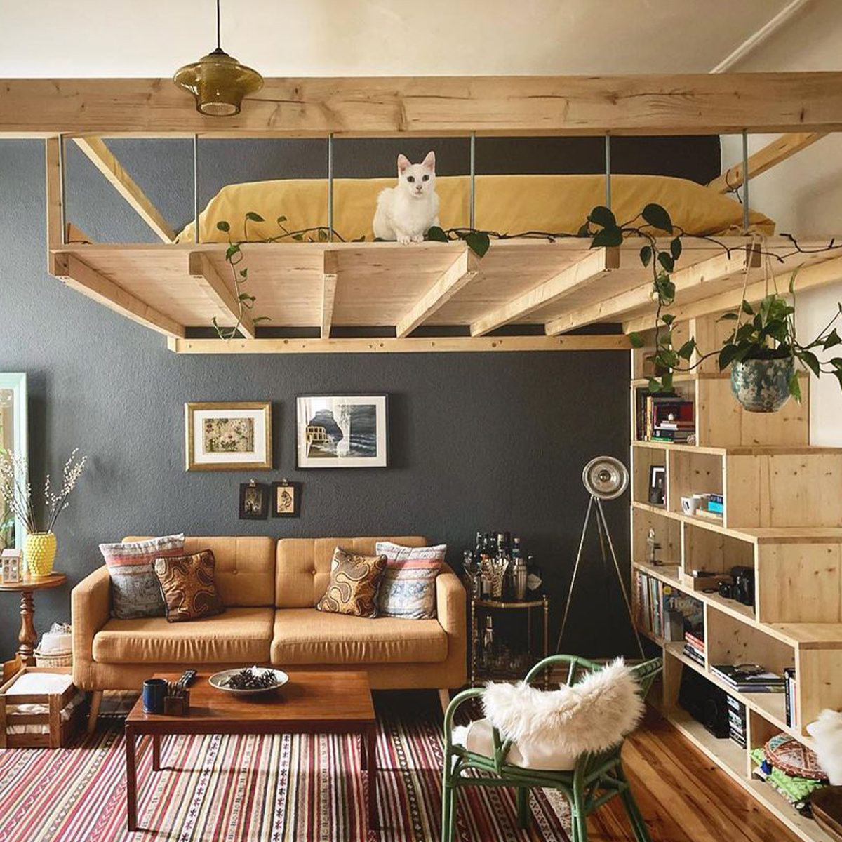 8 Stylish Diy Loft Bedroom Ideas Loft Bedroom With Shelf Stairs Courtesy @alinacocemelova