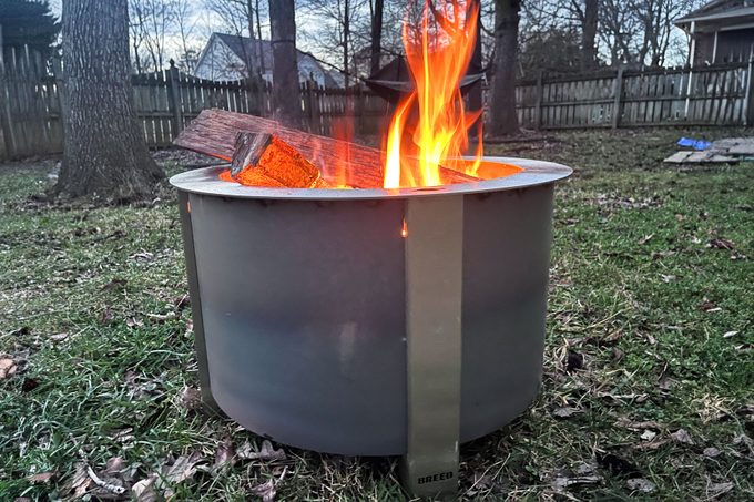 Wood burning inside the breeo