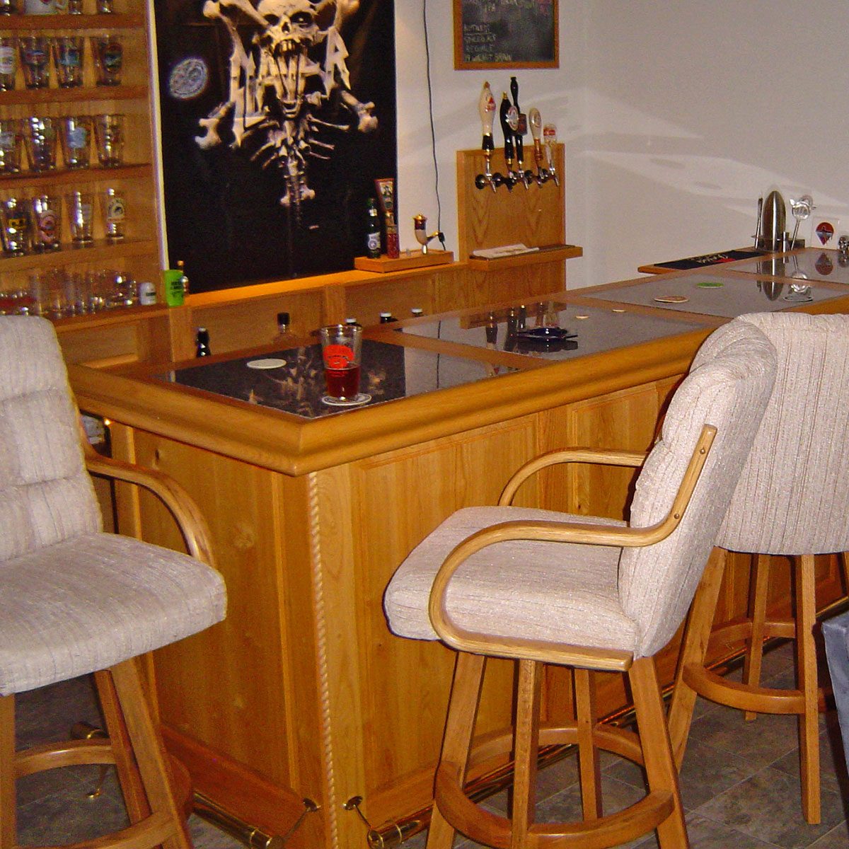 Wooden Home Bar with wooden chairs
